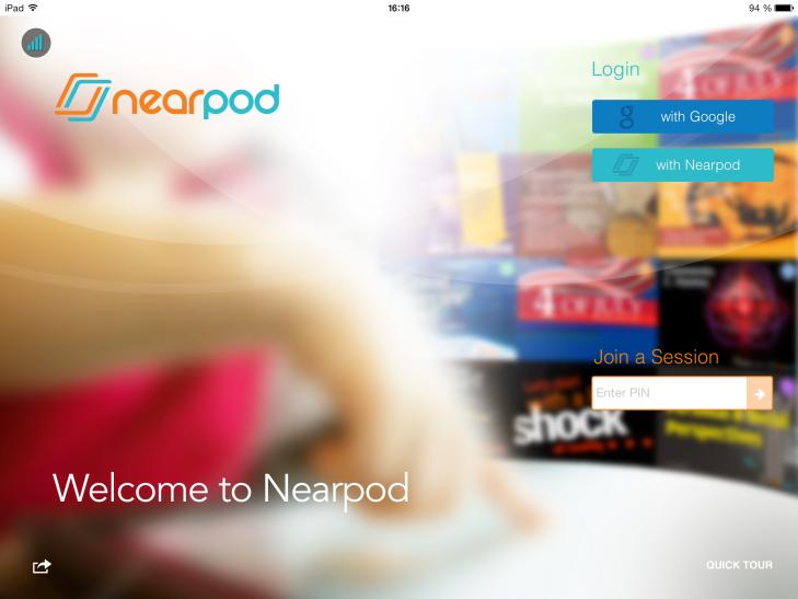 Généralités sur la création d un diaporama L écran d accueil de Nearpod offre deux grandes possibilités : Se connecter pour créer des diaporamas (pour l enseignant donc).