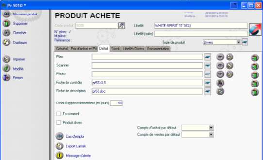 4 c) Documentation technique liée au produit acheté L onglet «documentation» permet de lier à la fiche produit tous types de documents (photo ;