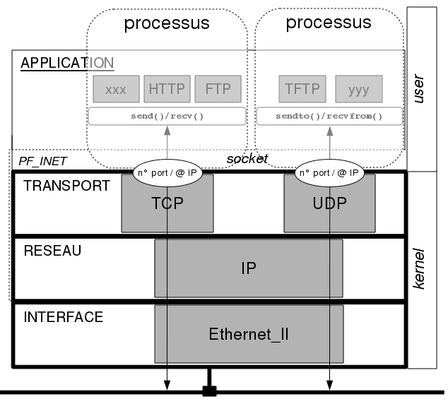 L INTERFACE SOCKET Modèle Rappel : une socket est un point de communication par lequel un processus peut émettre et recevoir des données.