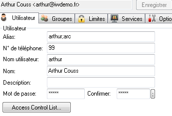 Error! Use the Home tab to apply Titre 1 to the text that you want to appear here. 14 Le compte arthur est : Sont donc synchronisés : Les adresses mail : mail = arthur@iwdemo.fr et arc@iwdemo.