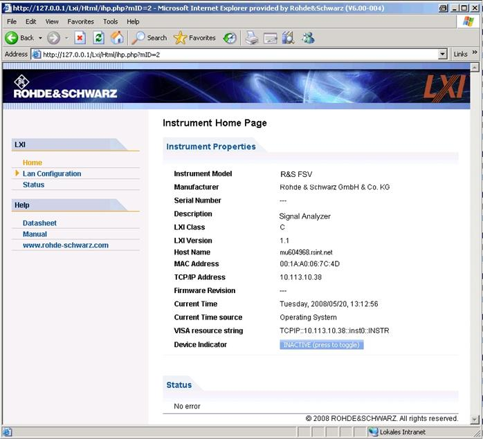 Préparation à l'utilisation Configuration de LXI Paramètre Negotiation VXI-11 Discovery Valeur Auto Detect Enabled Les paramètres réseau sont configurés à l'aide de l'interface LXI Browser Interface