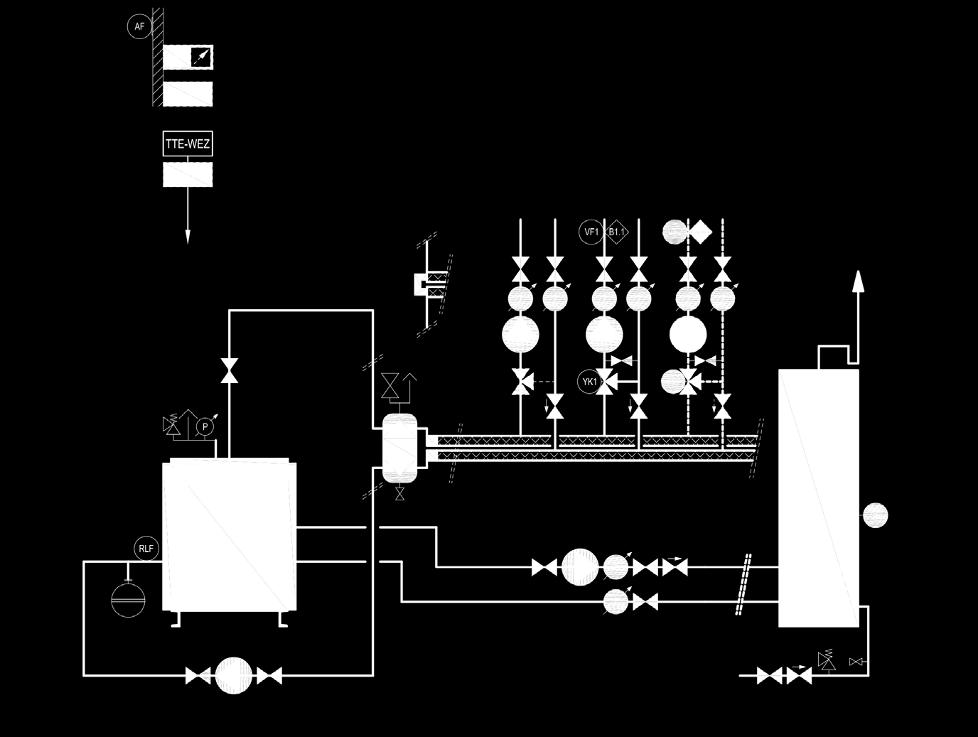 Exemples d utilisation (130-360) Chaudière fioul/gaz avec pompe principale contrôle de la température de retour (agissant sur le circuit du mélangeur) séparation hydraulique chauffe-eau 1 circuit