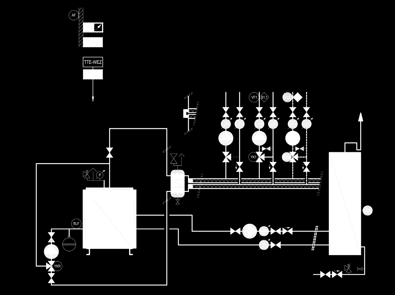 Exemples d utilisation (130-360) Chaudière fioul/gaz avec pompe principale contrôle de la température de retour (constant) séparation hydraulique chauffe-eau 1 circuit direct et 1-.