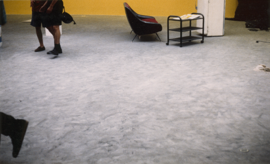 En l exposition 1992-1996 Poussière aluminium Le matériau est un pigment pour peinture, fluide et volatil, dont les grains sont plats (renvoyant la lumière) et très petits.