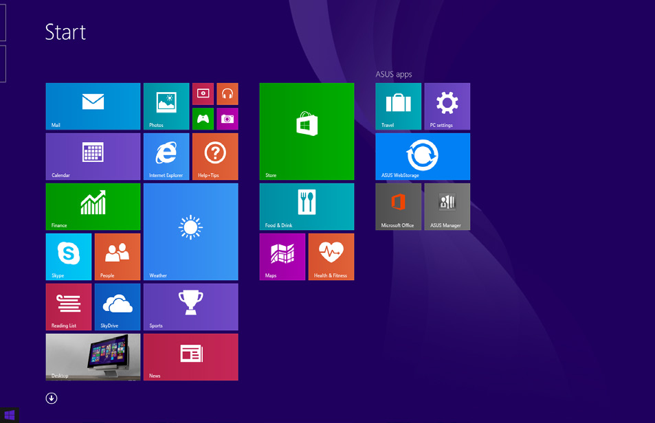 Bouton Démarrer Windows 8.1 intègre un bouton Démarrer vous permettant de basculer entre les deux applications les plus récentes.