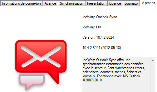 Serveur IceWarp - guide Outlook Sync 28 Licence Permet de configurer la licence (voir le paragraphe sur la licence).