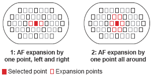 C.Fn III 8 - Extension de la zone AF au delà du collimateur principal - Déterminer s'il faut ou non associer des collimateurs d assistance au collimateur d'af réglage 0 : Fonction non activée 1 :