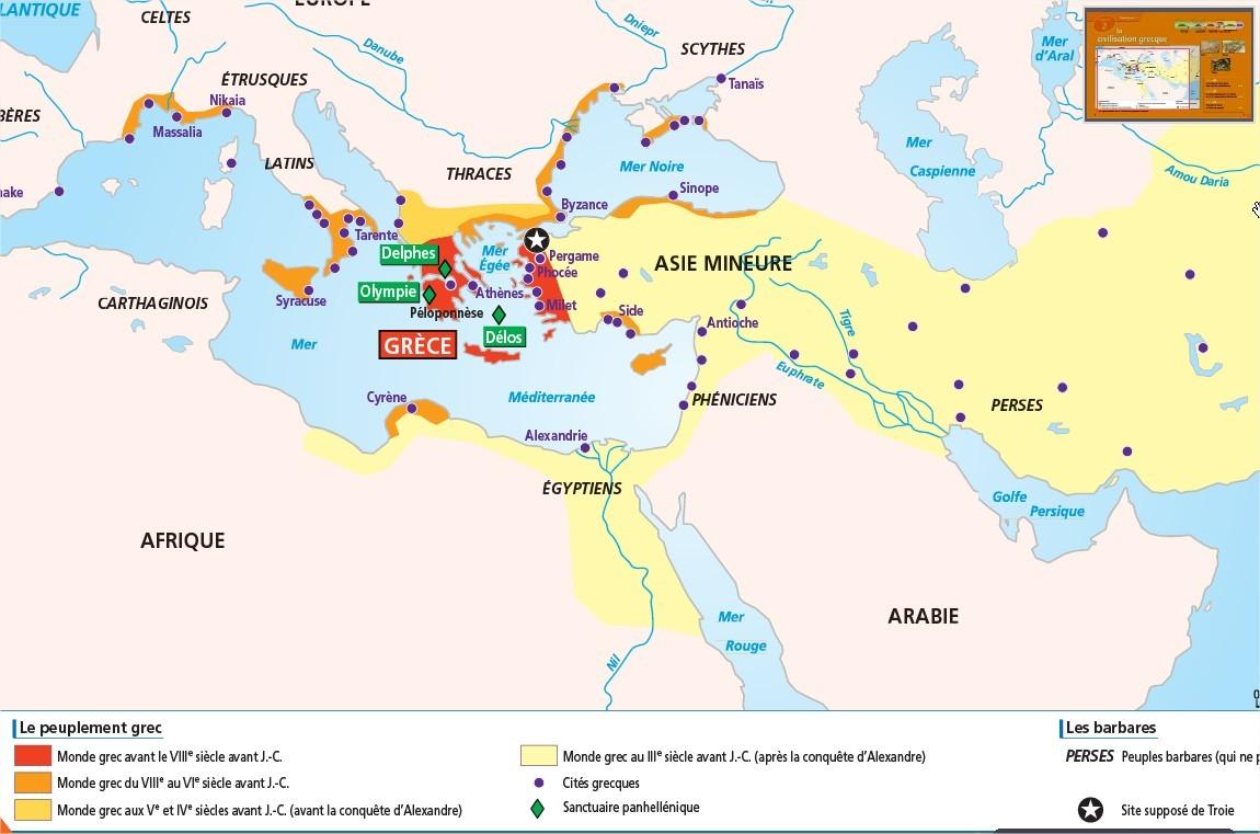 Les Grecs sont présents en Grèce au VIIIème siècle avant JC.