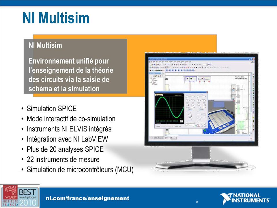 de co-simulation Instruments NI ELVIS intégrés Intégration avec NI LabVIEW Plus de