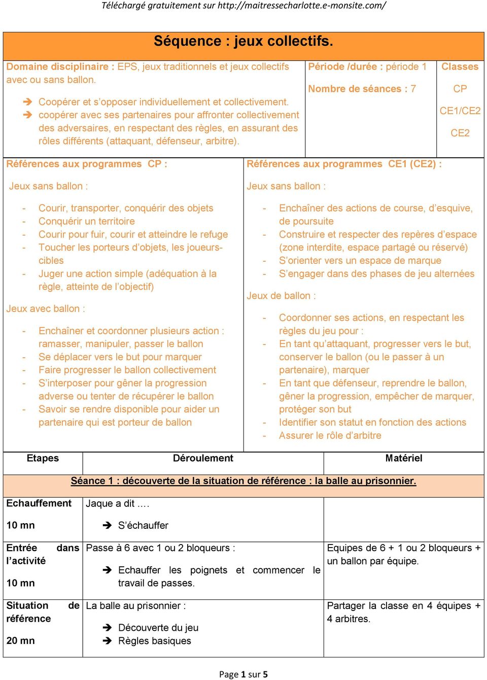 Sequence Jeux Collectifs Pdf Free Download