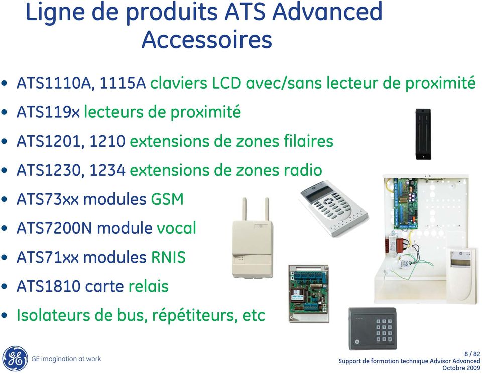 filaires ATS1230, 1234 extensions de zones radio ATS73xx modules GSM ATS7200N module