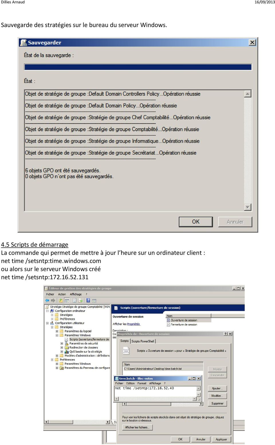 heure sur un ordinateur client : net time /setsntp:time.windows.