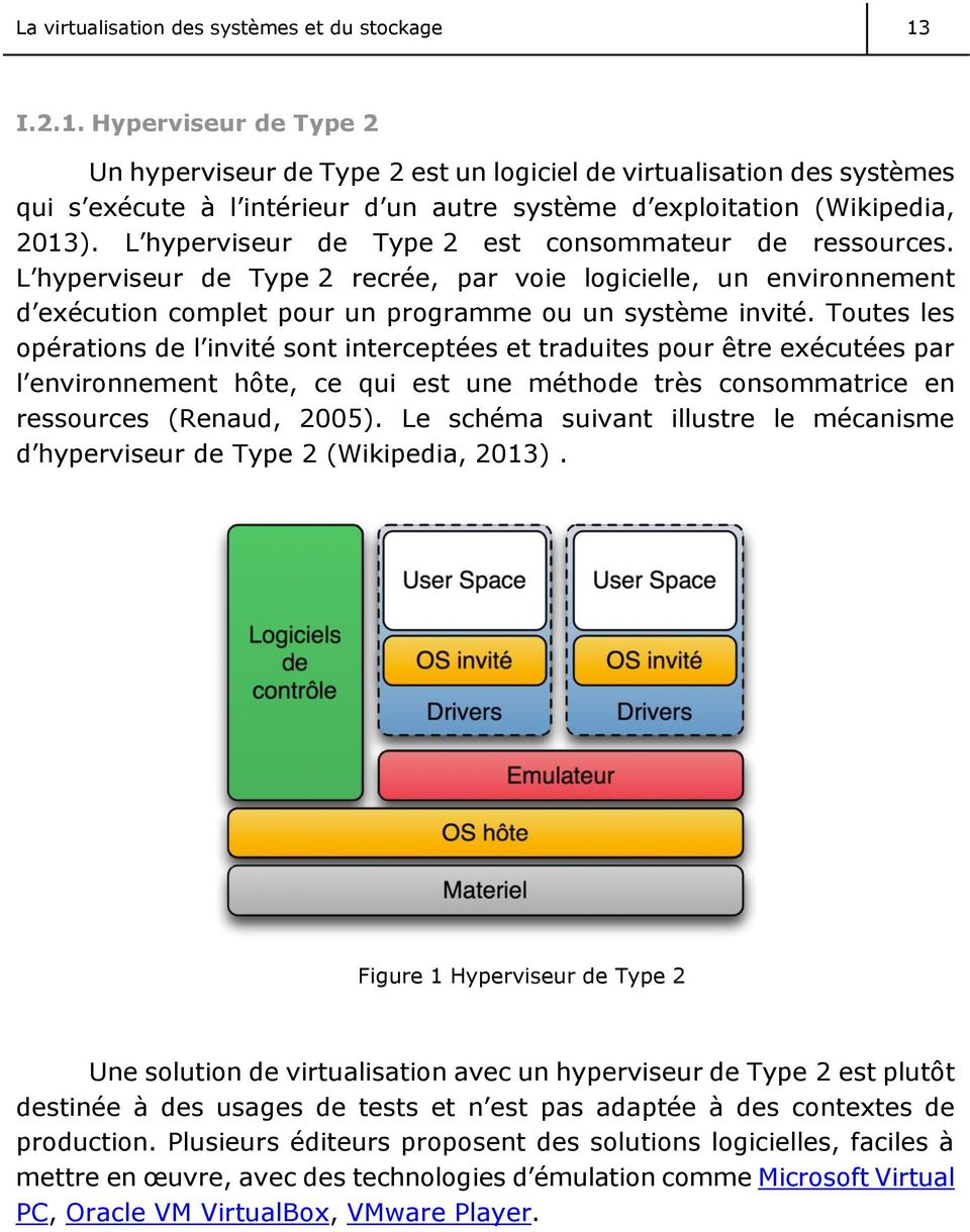 L hyperviseur de Type 2 est consommateur de ressources. L hyperviseur de Type 2 recrée, par voie logicielle, un environnement d exécution complet pour un programme ou un système invité.