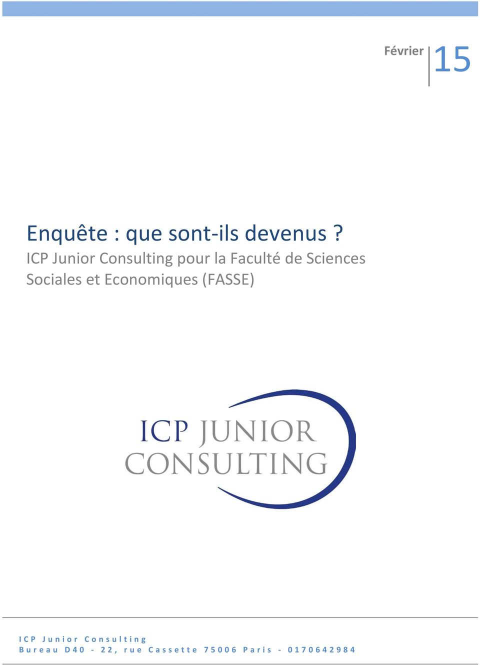 Sociales et Economiques (FASSE) ICP Junior