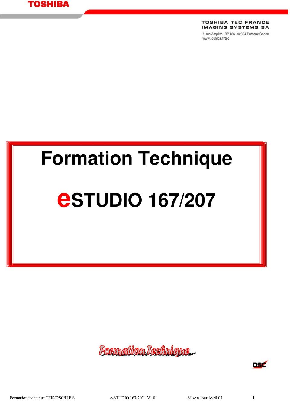 TFIS/DSC/H.F.S e-studio 167/207 V1.