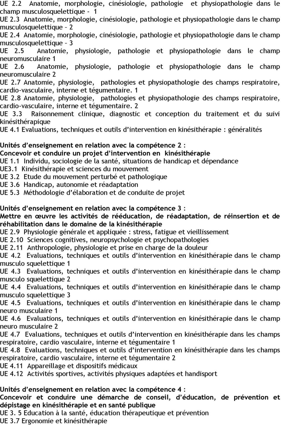 4 Anatomie, morphologie, cinésiologie, pathologie et physiopathologie dans le champ musculosquelettique 3 UE 2.