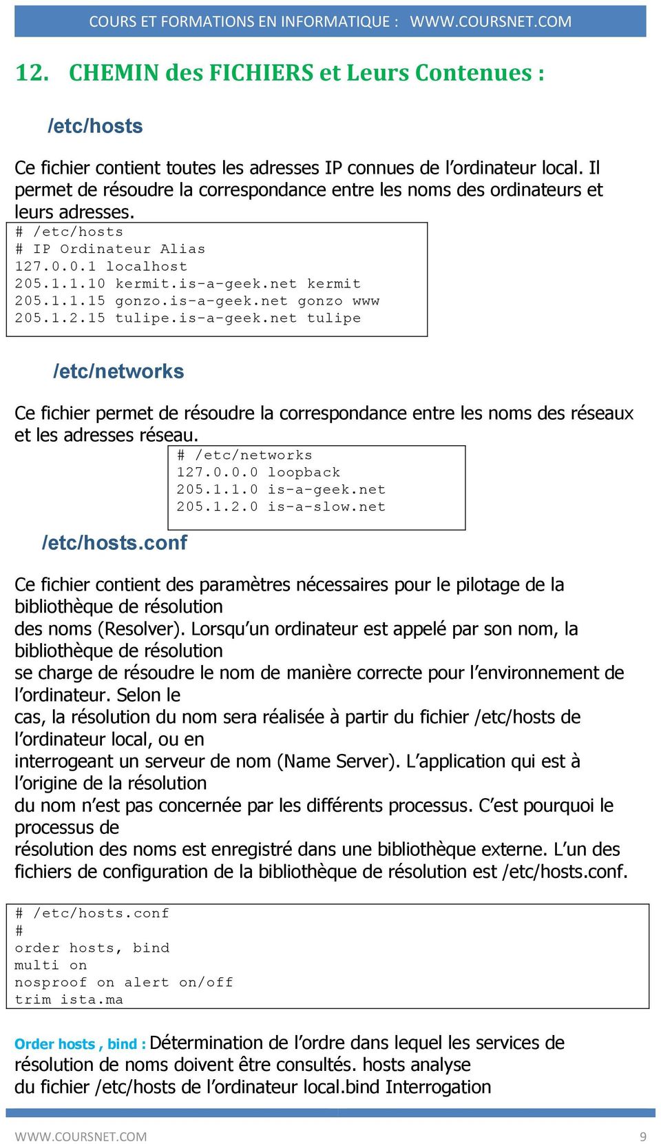 is-a-geek.net gonzo www 205.1.2.15 tulipe.is-a-geek.net tulipe /etc/networks Ce fichier permet de résoudre la correspondance entre les noms des réseaux et les adresses réseau. # /etc/networks 127.0.0.0 loopback 205.