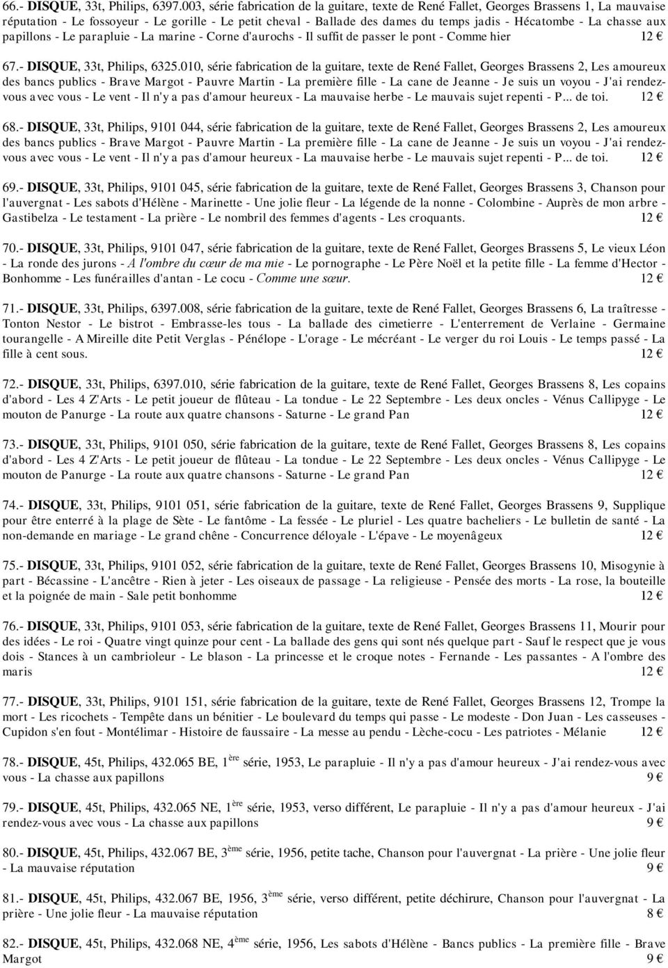 Catalogue Georges Brassens - PDF Téléchargement Gratuit