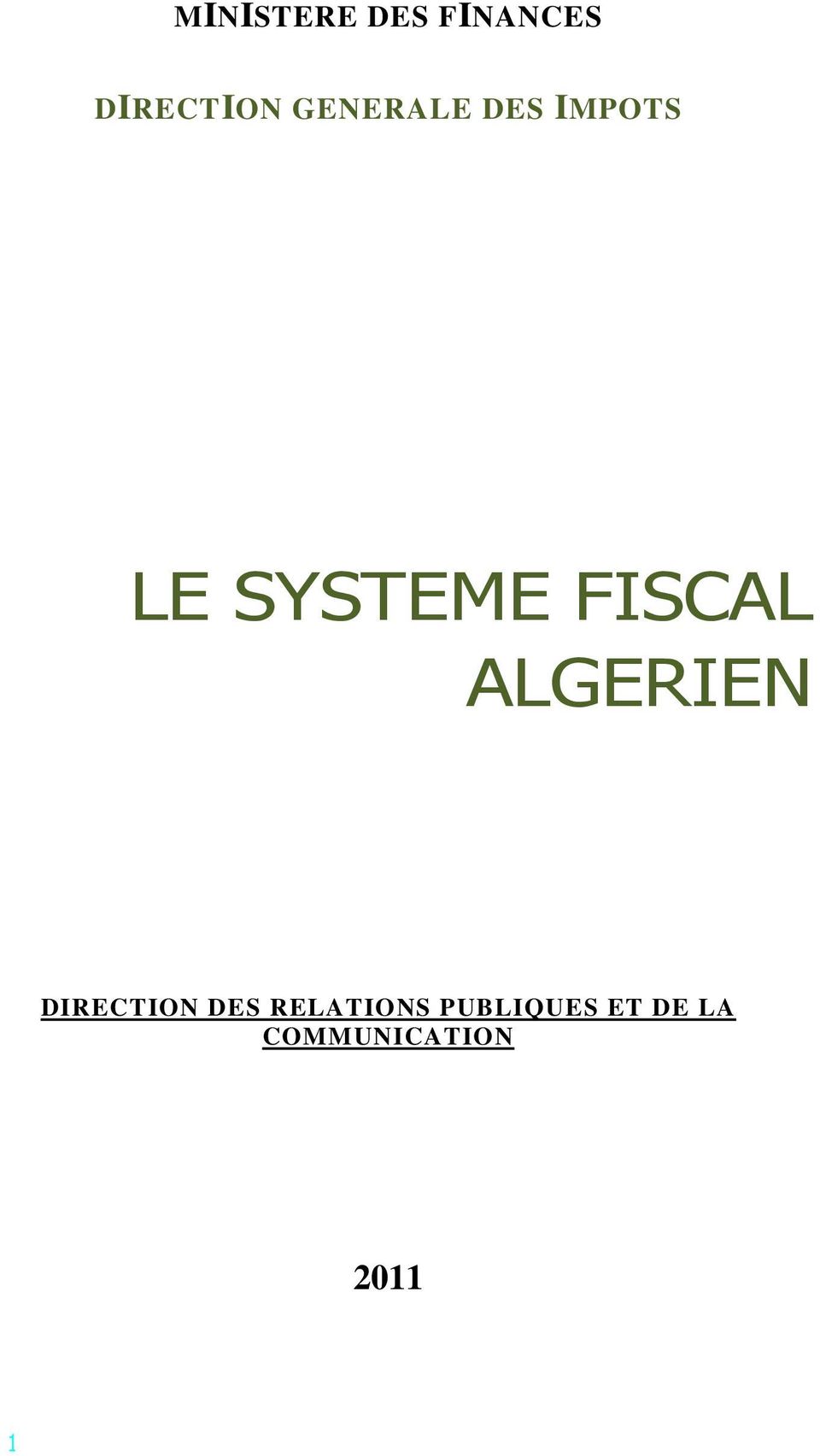 FISCAL ALGERIEN DIRECTION DES