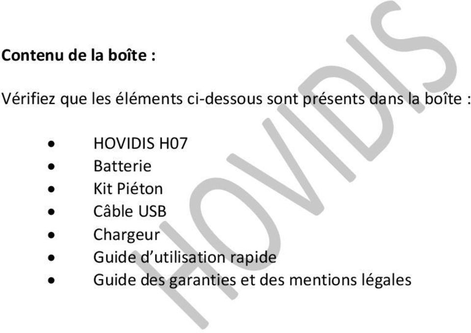 Batterie Kit Piéton Câble USB Chargeur Guide d