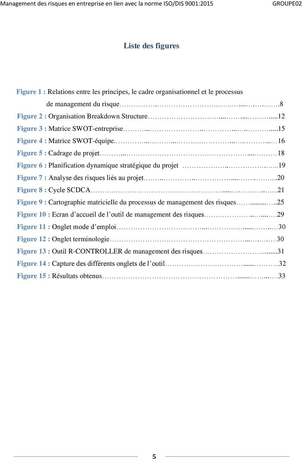 ...... 18 Figure 6 : Planification dynamique stratégique du projet......19 Figure 7 : Analyse des risques liés au projet.............20 Figure 8 : Cycle SCDCA.