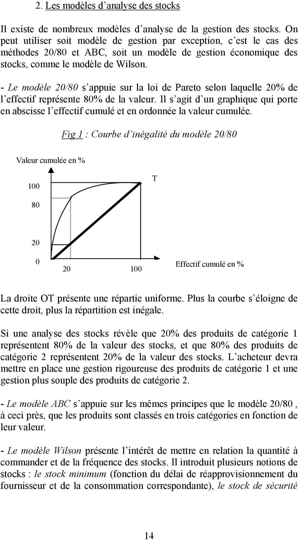 - Le modèle 20/80 s appuie sur la loi de Pareto selon laquelle 20% de l effectif représente 80% de la valeur.