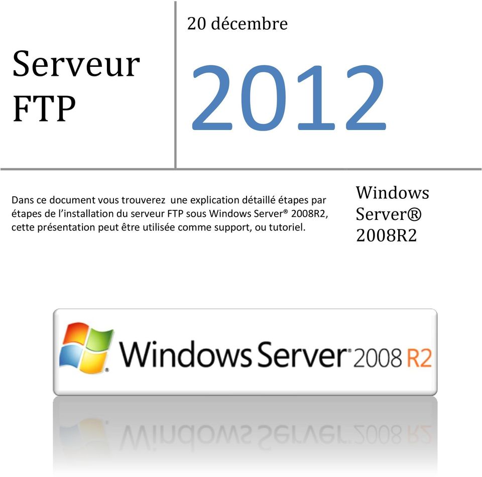 du serveur FTP sous Windows Server 2008R2, cette présentation