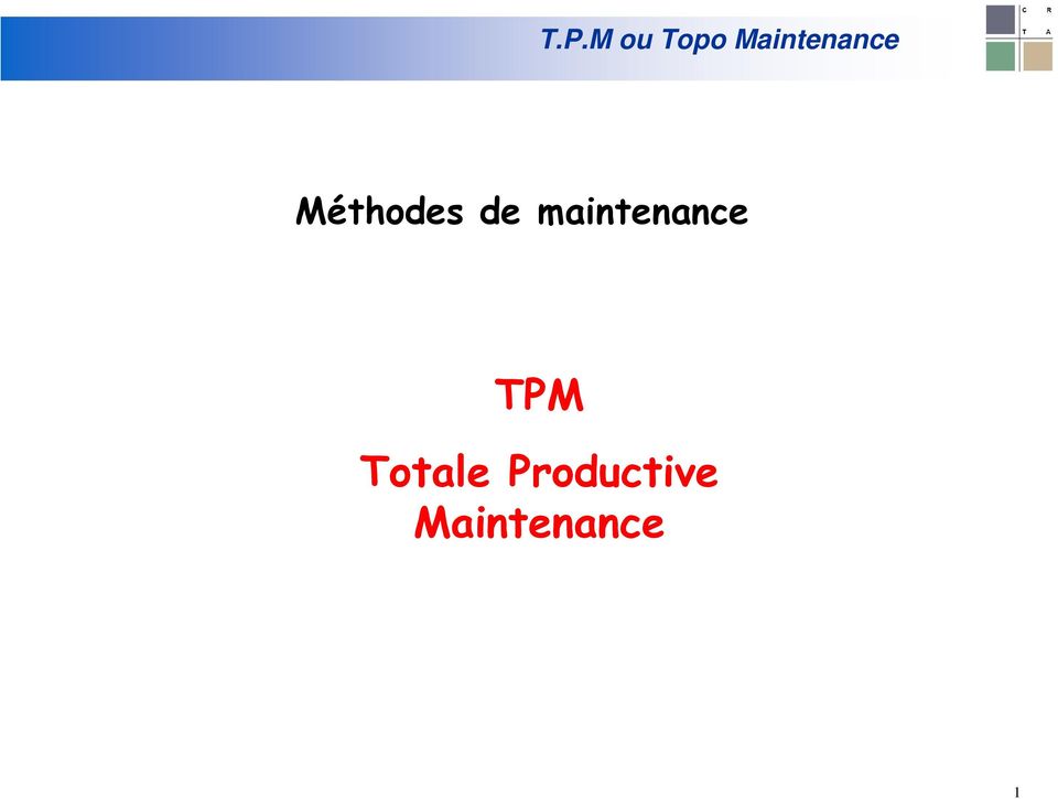 de maintenance TPM