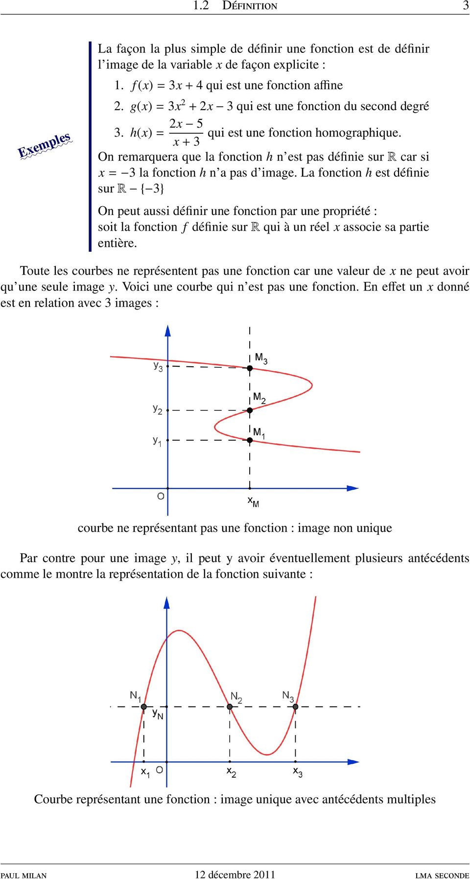x + 3 On remarquera que la fonction h n est pas définie sur R car si x = 3 la fonction h n a pas d image.