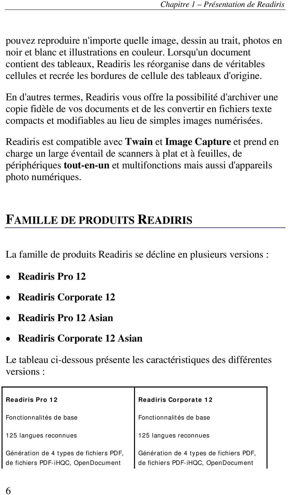 En d'autres termes, Readiris vous offre la possibilité d'archiver une copie fidèle de vos documents et de les convertir en fichiers texte compacts et modifiables au lieu de simples images numérisées.