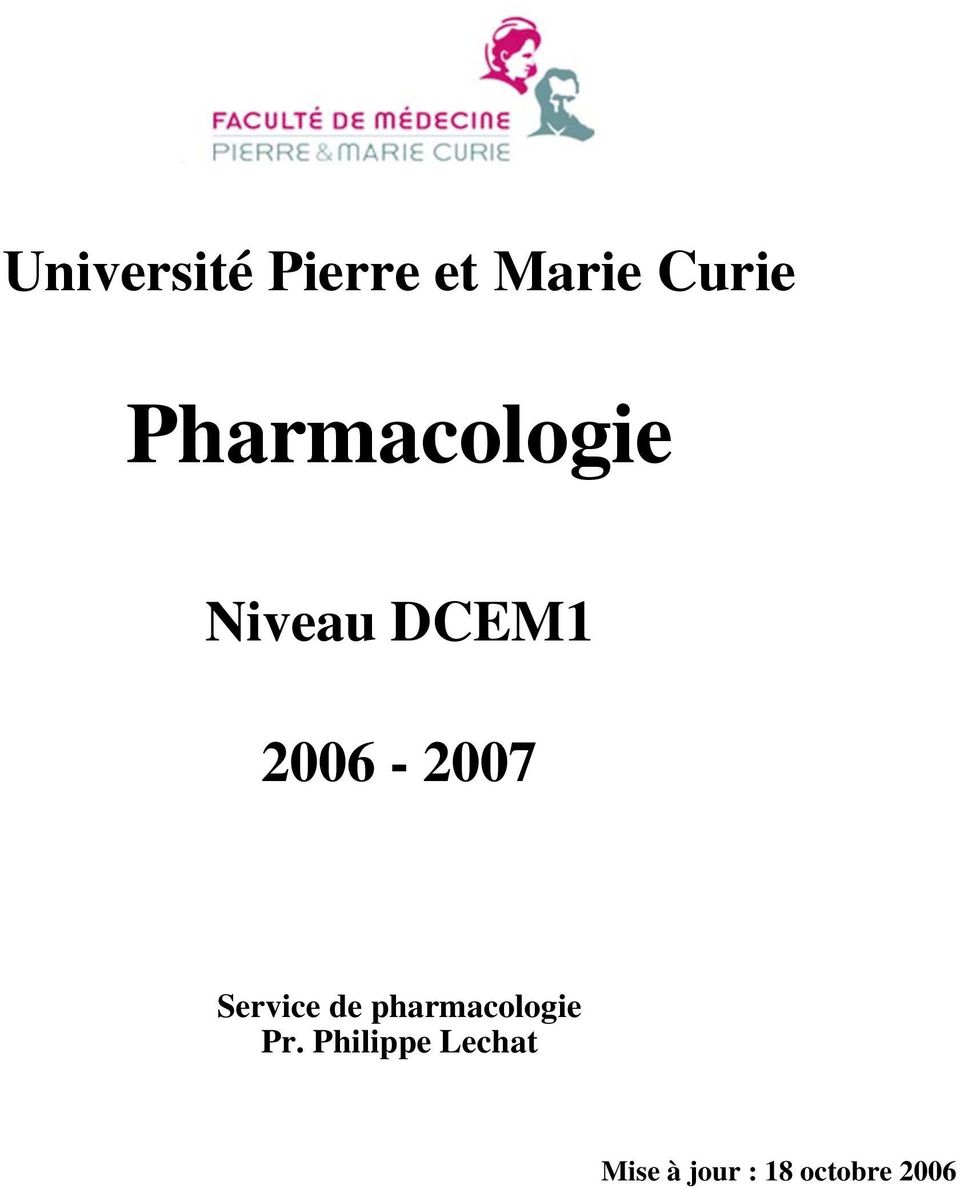 2006-2007 Service de pharmacologie