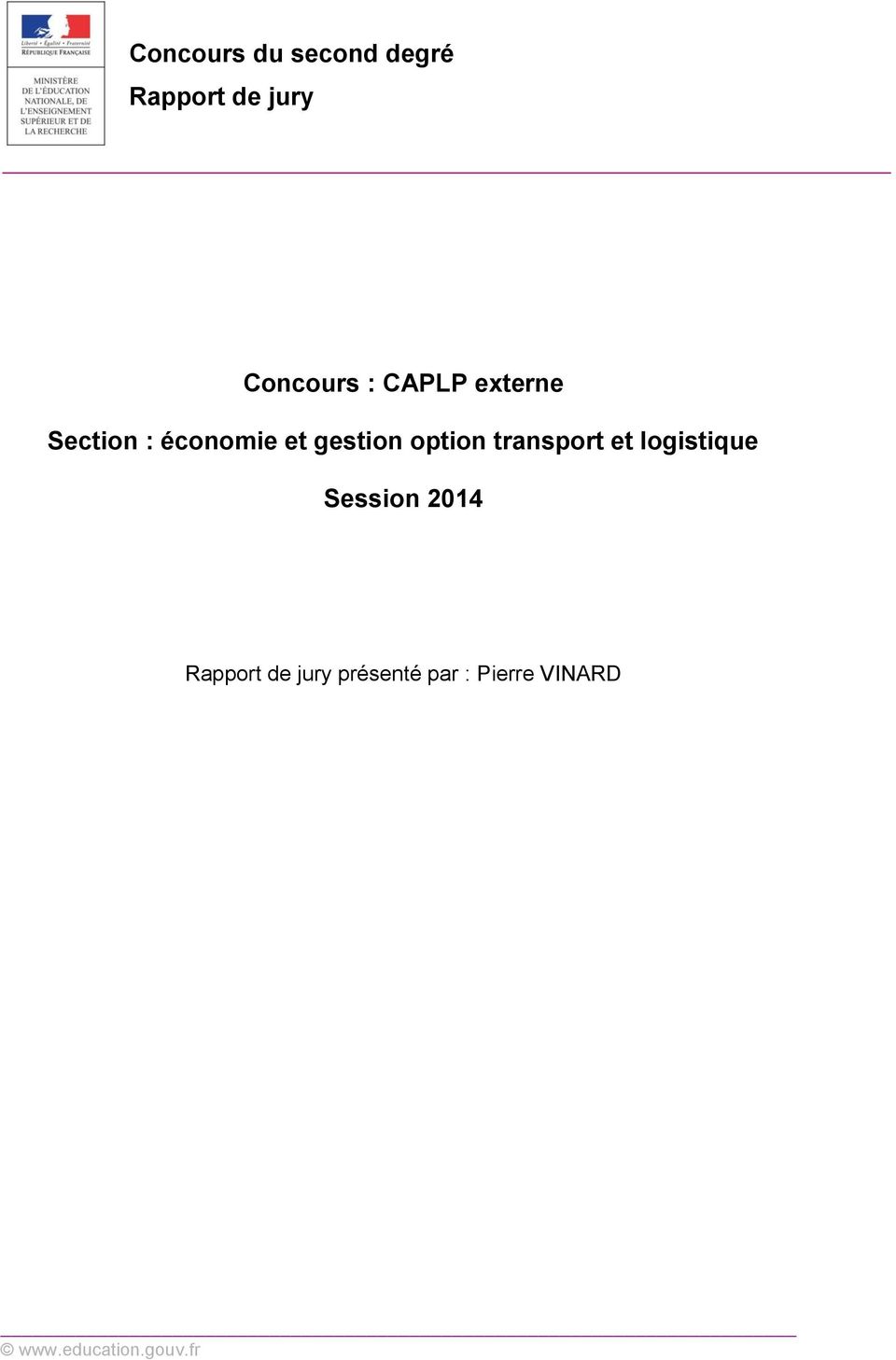 transport et logistique Session 2014 Rapport de