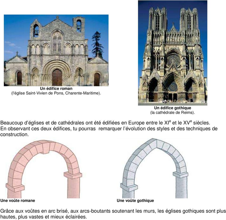 En observant ces deux édifices, tu pourras remarquer l évolution des styles et des techniques de construction.