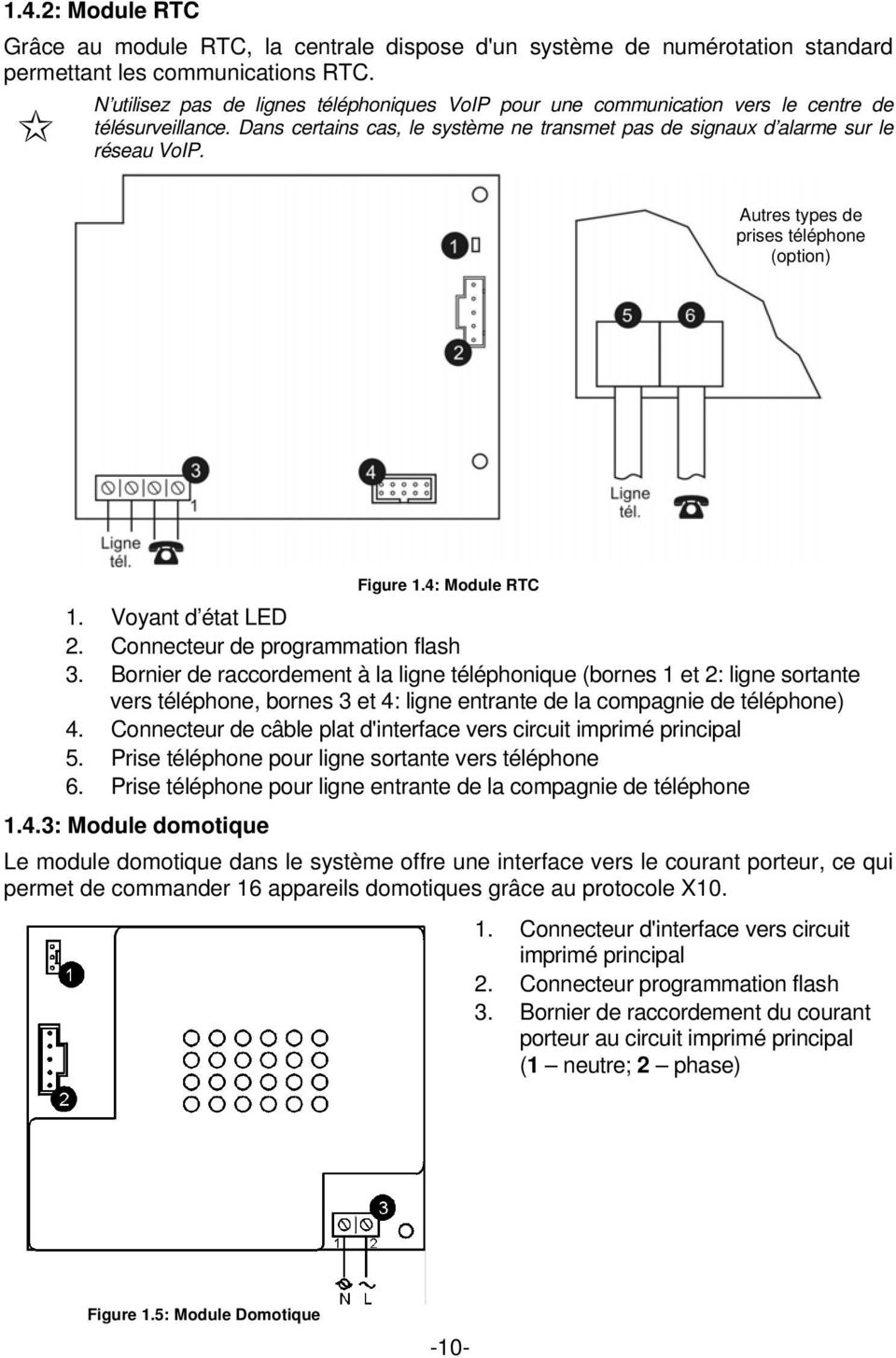 Autres types de prises téléphone (option) Figure 1.4: Module RTC 1. Voyant d état LED 2. Connecteur de programmation flash 3.