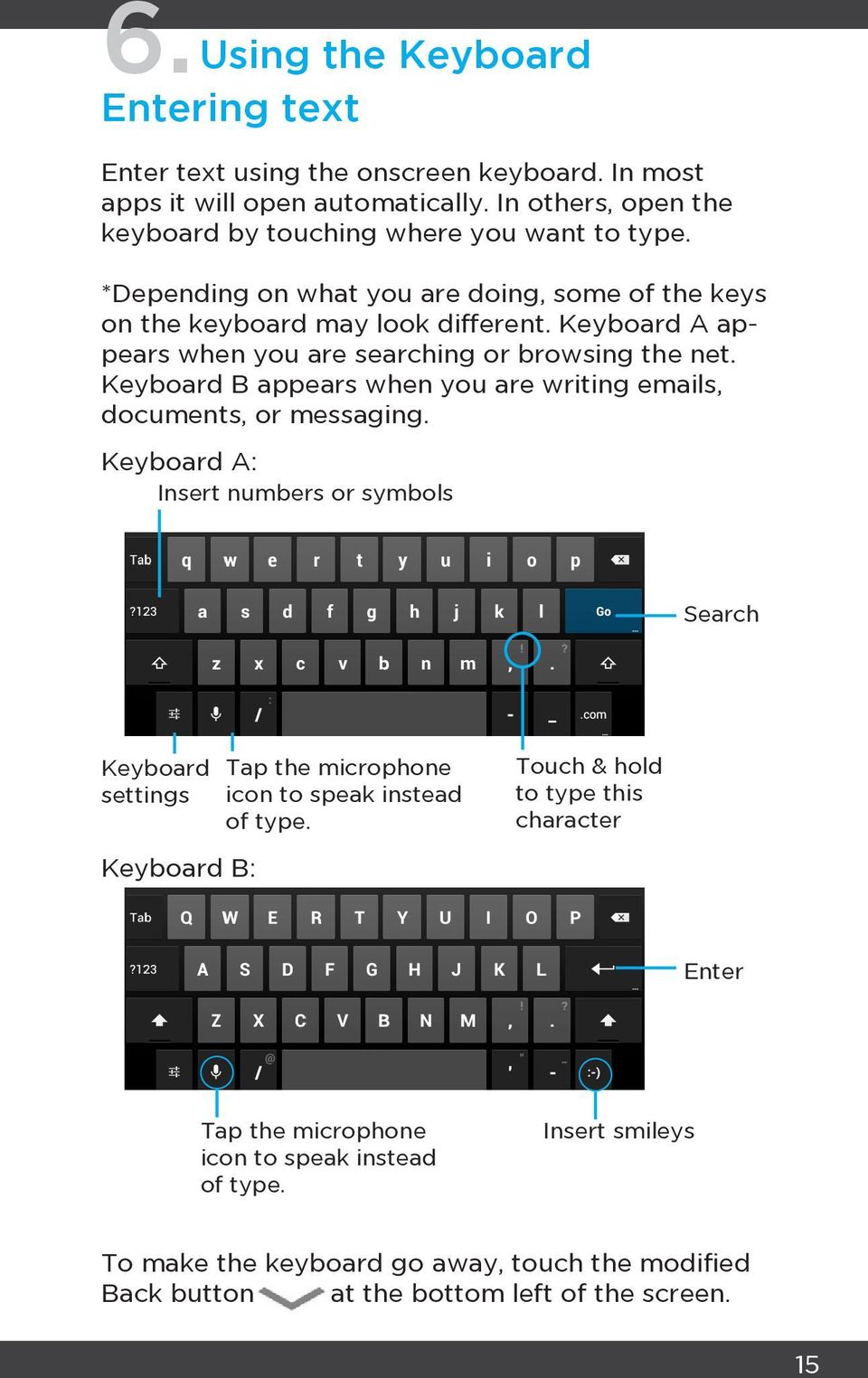 Keyboard B appears when you are writing emails, documents, or messaging.