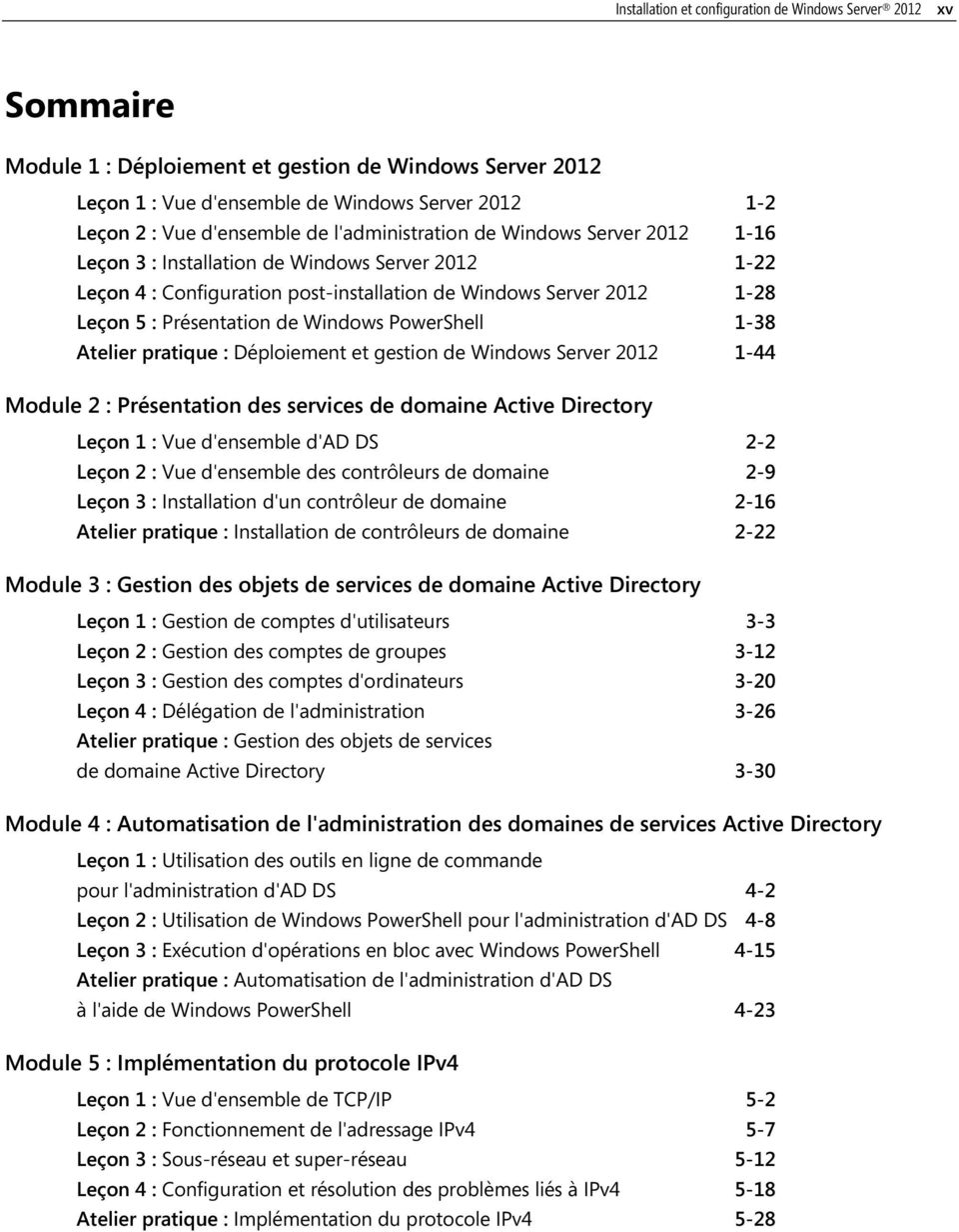 Windows PowerShell 1-38 Atelier pratique : Déploiement et gestion de Windows Server 2012 1-44 Module 2 : Présentation des services de domaine Active Directory Leçon 1 : Vue d'ensemble d'ad DS 2-2