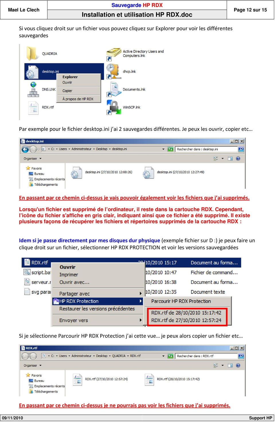 Lorsqu'un fichier est supprimé de l ordinateur, il reste dans la cartouche RDX. Cependant, l icône du fichier s'affiche en gris clair, indiquant ainsi que ce fichier a été supprimé.