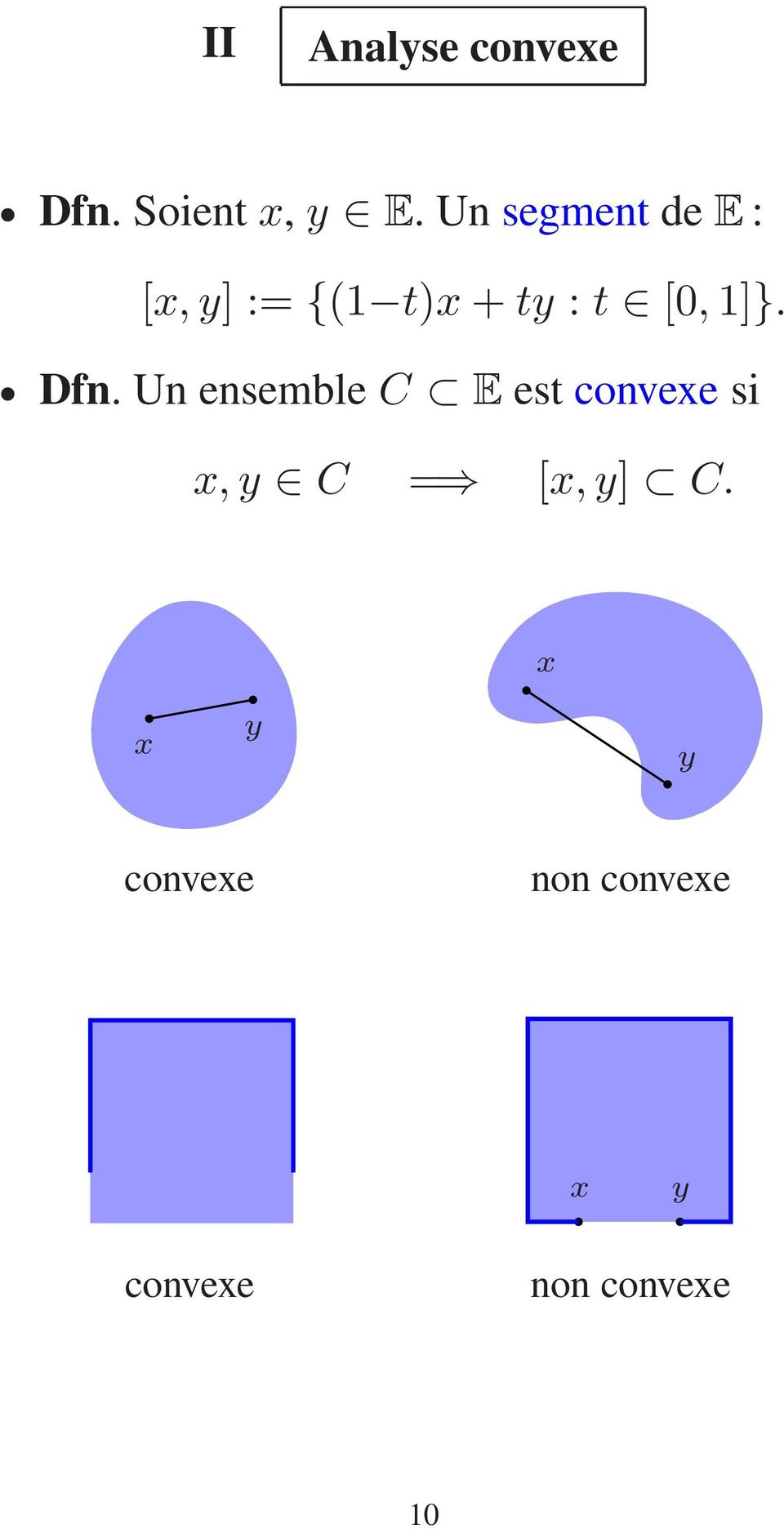Dfn. Un ensemble C E est convexe si x,y C =