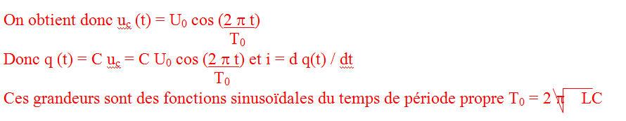Pour trouver l'expresson de la période propre, on remplace la solution dans l'équation différentielle.