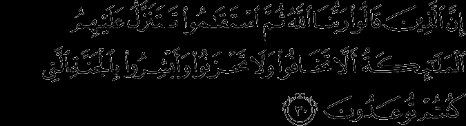 ت ت ن ز ل ALLAH dit: Ceux qui disent : "Notre Seigneur est Allah", et qui se tiennent dans le droit chemin, les Anges descendent sur eux.