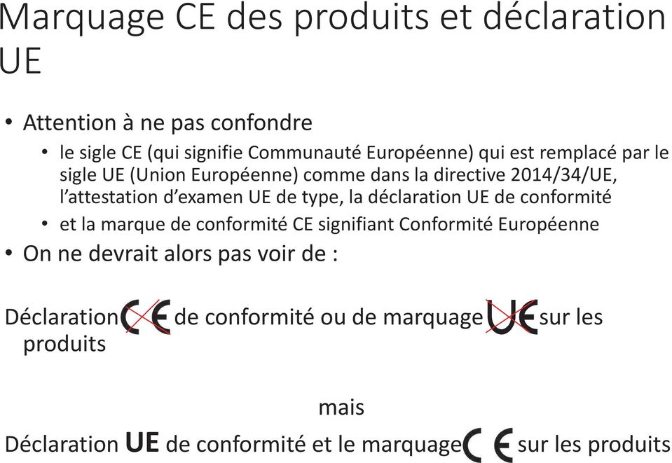 la déclaration UE de conformité et la marque de conformité CE signifiant Conformité Européenne On ne devrait alors pas voir
