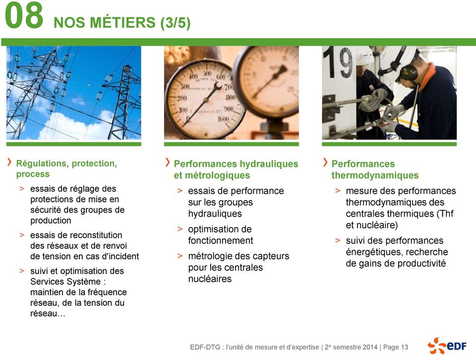performance sur les groupes hydrauliques > optimisation de fonctionnement > métrologie des capteurs pour les centrales nucléaires Performances thermodynamiques > mesure des performances