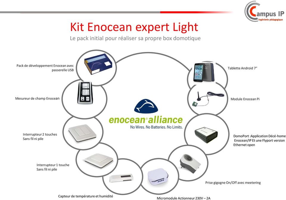 fil ni pile DomoPort :Application Décé-home Enocean/IP Et une Flyport version Ethernet open Interrupteur 1