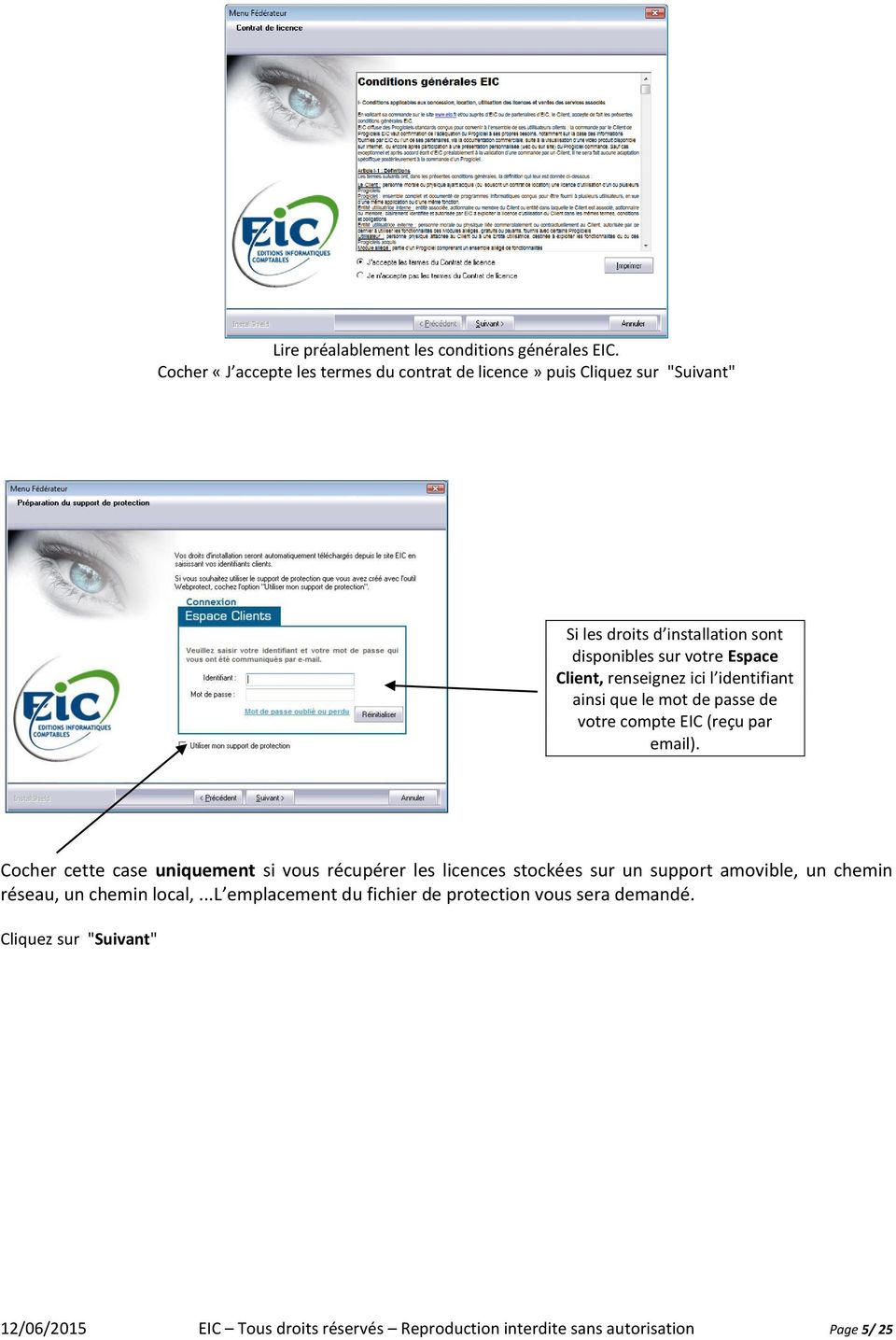renseignez ici l identifiant ainsi que le mot de passe de votre compte EIC (reçu par email).