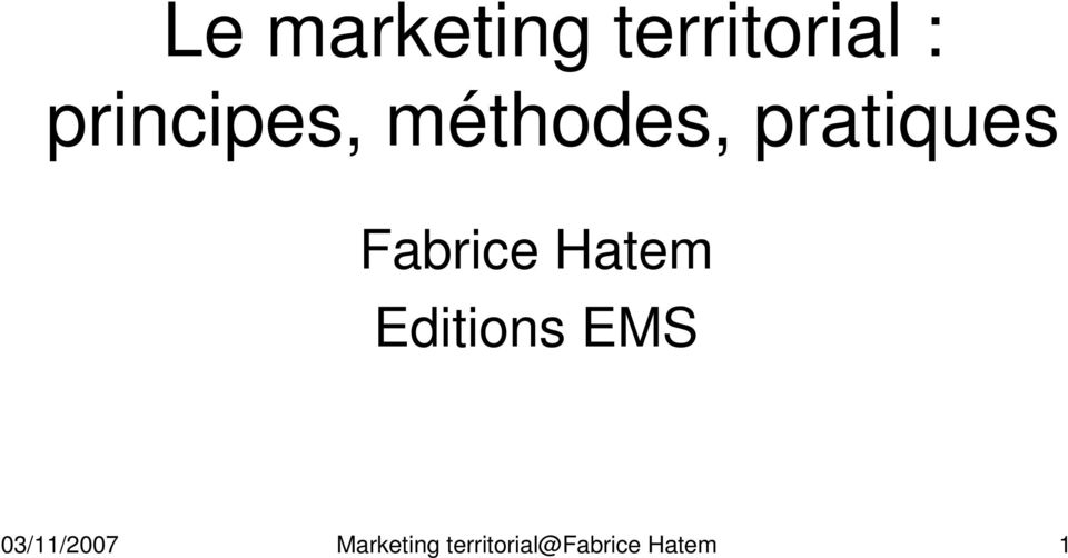 Fabrice Hatem Editions EMS