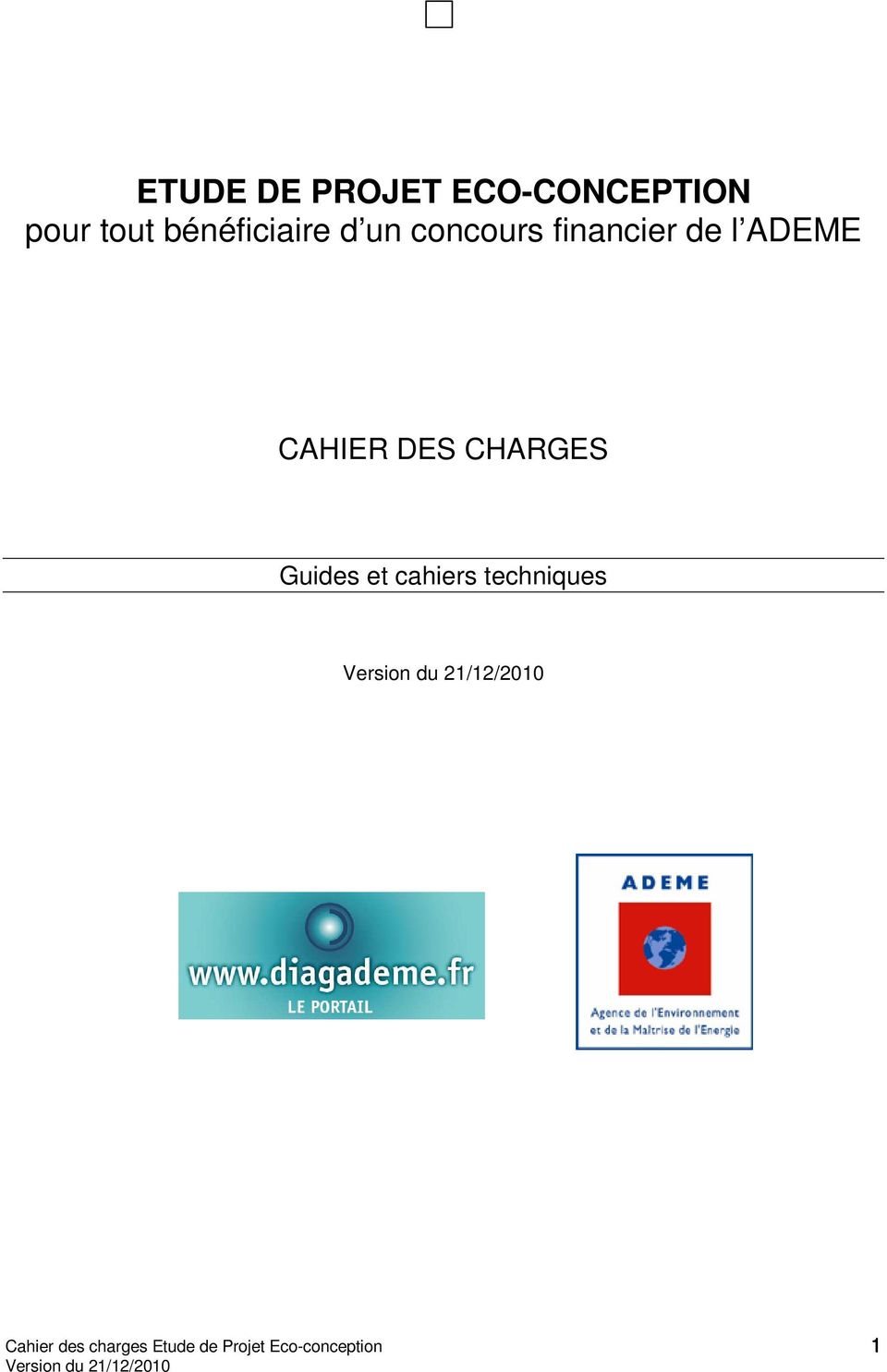 ADEME CAHIER DES CHARGES Guides et cahiers