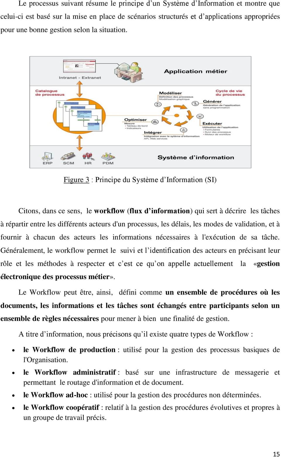Figure 3 : Principe du Système d Information (SI) Citons, dans ce sens, le workflow (flux d information) qui sert à décrire les tâches à répartir entre les différents acteurs d'un processus, les