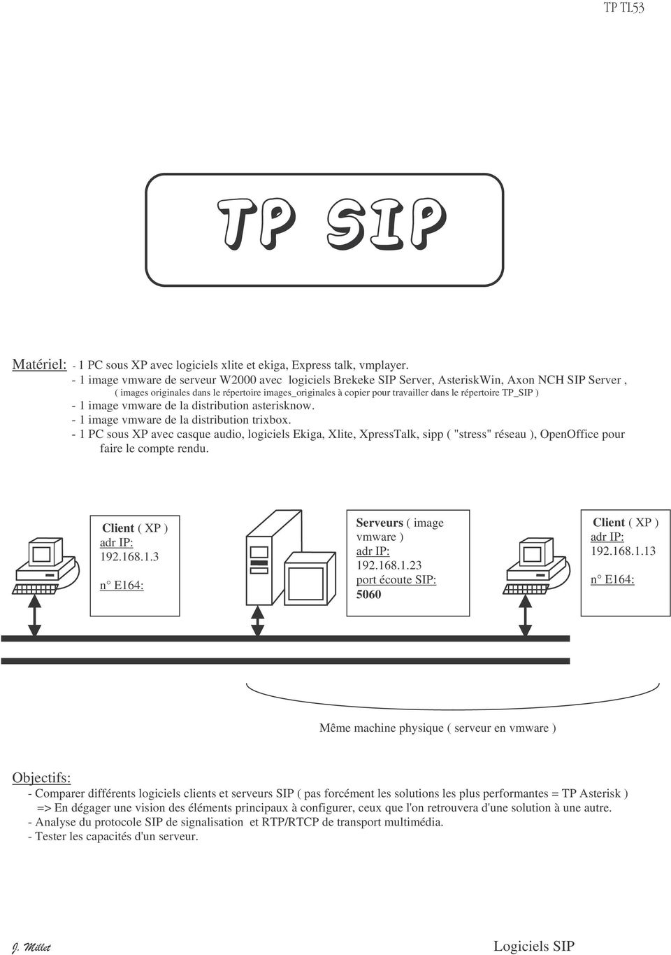 répertoire TP_SIP ) - 1 image vmware de la distribution asterisknow. - 1 image vmware de la distribution trixbox.