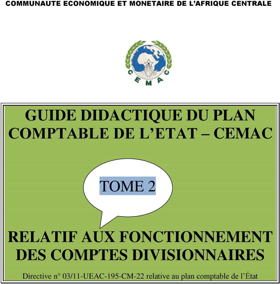 CEMAC TOME 2 RELATIF AUX DES COMPTES DIVISIONNAIRES