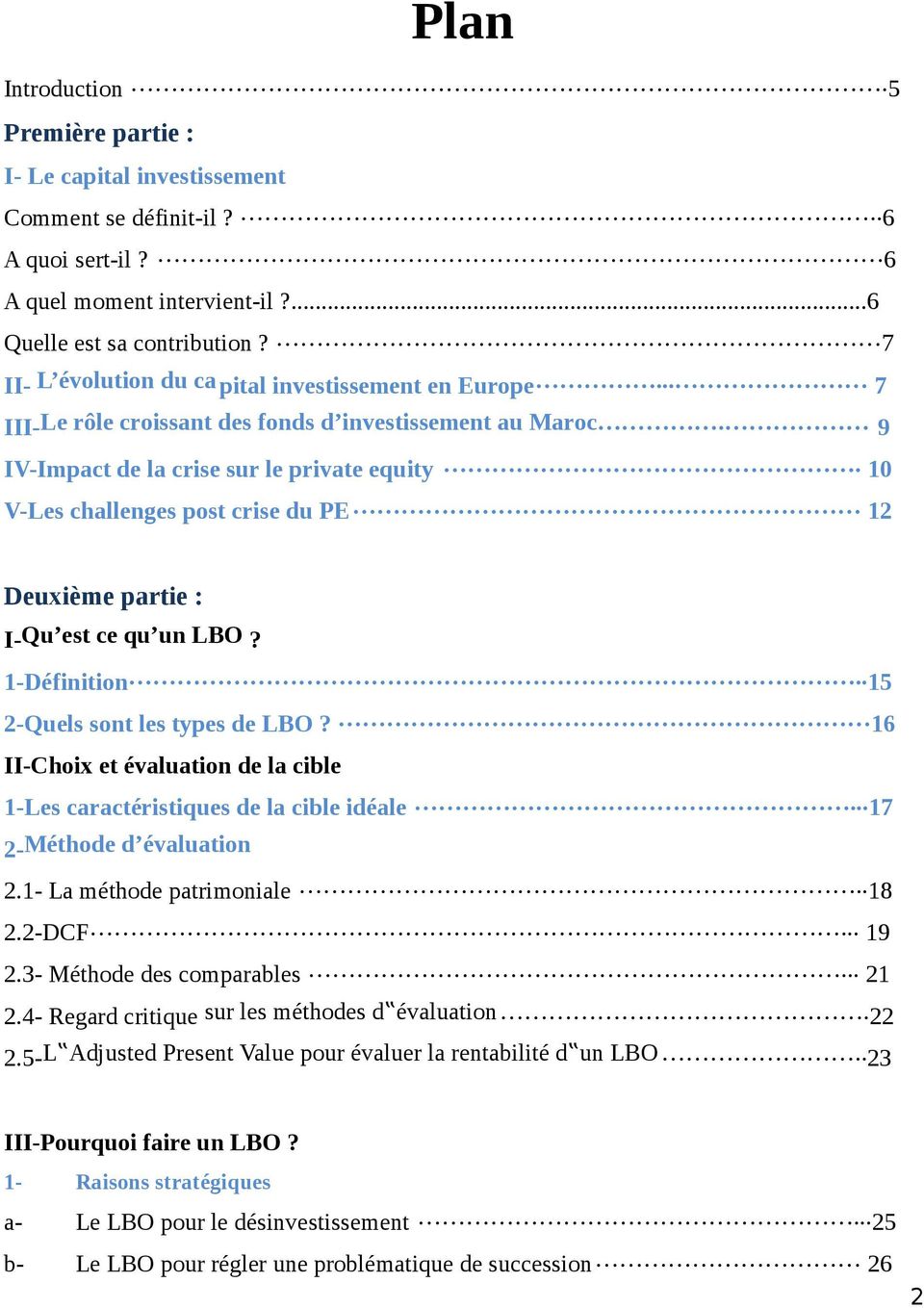 10 V-Les challenges post crise du PE 12 Deuxième partie : I-Qu est ce qu un LBO? 1-Définition..15 2-Quels sont les types de LBO?